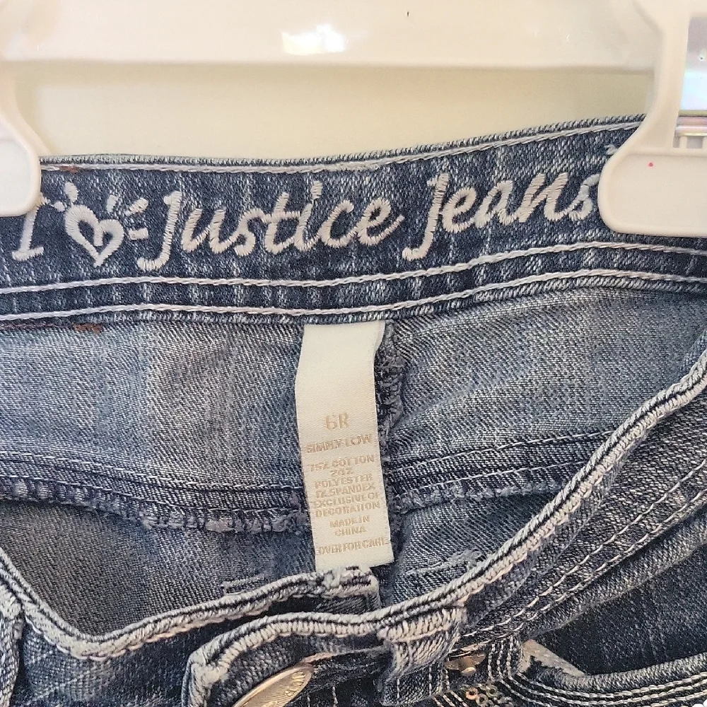 Y2K JUSTICE JEANS SIMPLY LOW‎ DISTRESSED DENIM BLUE JEANS GIRLS SZ 6R